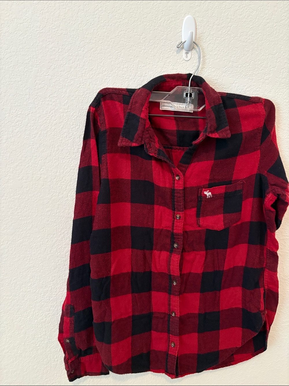 Abercrombie & Fitch Red and Black Buffalo Plaid Button-Down Shirt